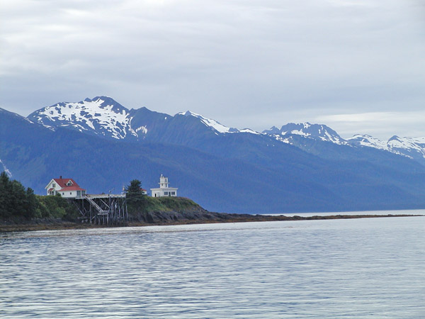 Lighthouse on Island off the coast of Alaska near Juneau