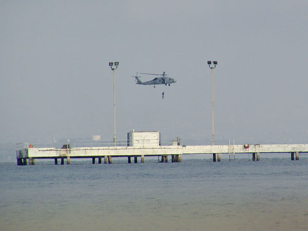 Navy Seals practicing water rescue