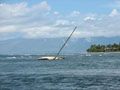 Sunken sailboat off coast of Maui