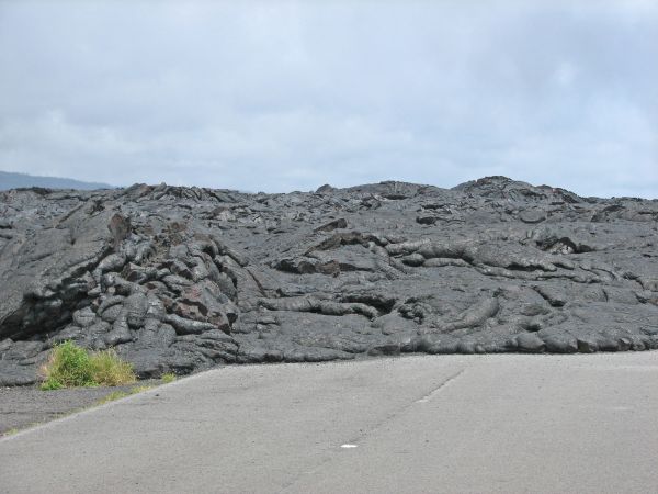 Lava crossing the road