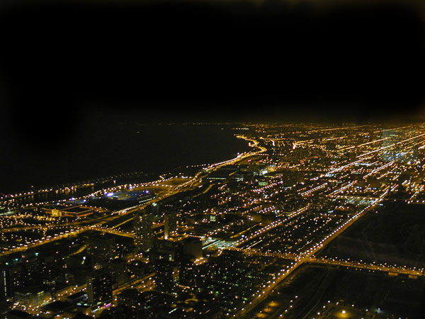 Night shot from Sears tower to the south