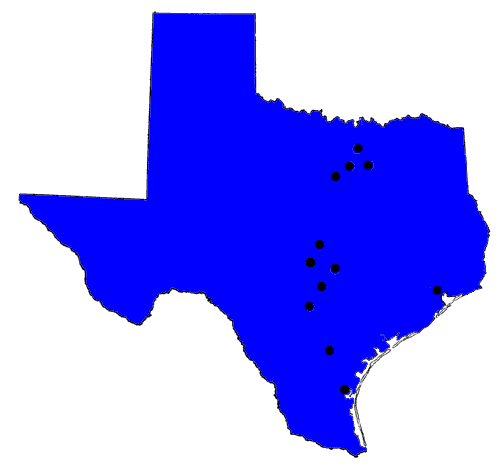 Map of texas -- click on city